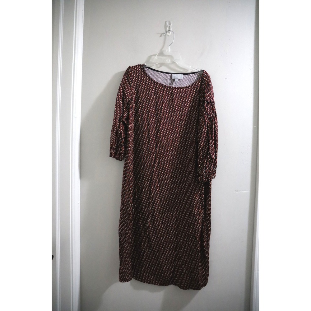 PURE Collection Brown Geometric Print 3/4 Sleeve‎ Midi Dress US 8 / EU 40